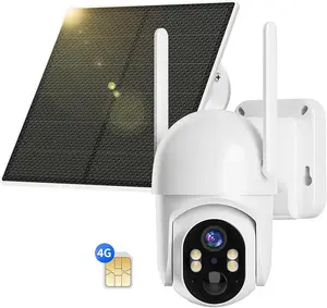 4G LTE Cellular Security Camera Outdoor, No WiFi Security Camera Outside, Wireless Security Camera Outdoor Solar Powered, 360 Ptz, Human Sensor, 2K HD, 2-Way Talk, IP65 - White