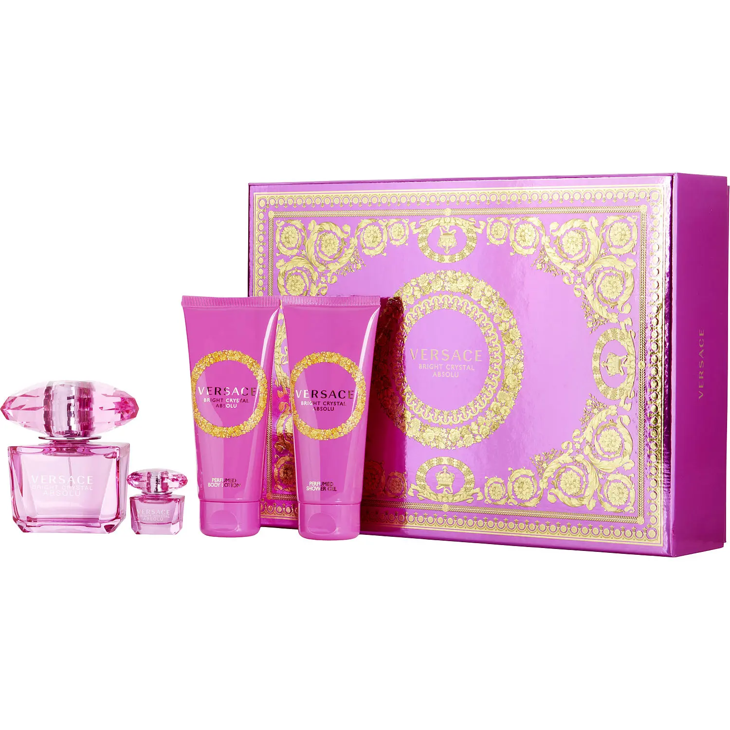 Versace Bright Crystal Absolu Set-Eau De Parfum Spray 3 Oz & Body Lotion 3.4 Oz & Shower Gel 3.4 Oz & Eau De Parfum 0.17 Oz Mini For Women Versace Bright Crystal Absolu Set-Eau De Parfum Spray 3 Oz & Body Lotion 3.4 Oz & Shower Gel 3.4 Oz & Eau De Parfum 0.17 Oz Mini For Women