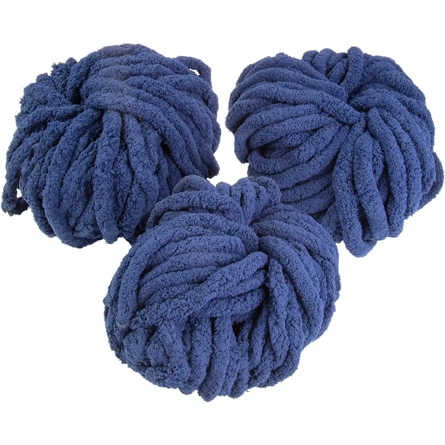 iDIY Chunky Yarn 3 Pack Skeins (72 Yards) -Dark Blue- Fluffy Chenille Yarn Perfect for Blankets, Arm Knitting, Crocheting and DIY Crafts and Projects!