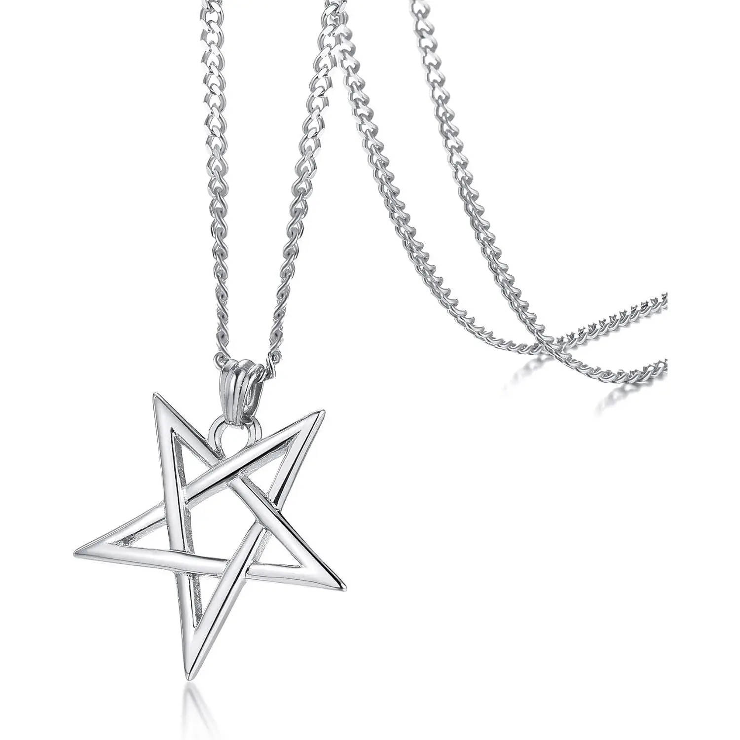 07.Inverted Pentagram-Silver tone