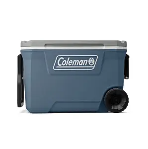 Coleman 316 Series 62 Quart Hard Chest Wheeled Cooler, Lakeside Blue Durable Rolling Cooler with Extended Ice Retention, Large Portable Ice Chest for Camping, Tailgating, Fishing, Picnics, Beach Days and Outdoor Adventures