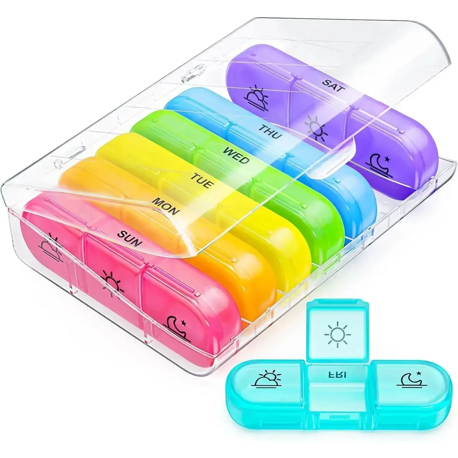Weekly Pill Organizer 3 Times a Day, Large 7 Day Pill Box 3 Times a Day with Separate Container, Portable Case for Medication, Vitamins, Fish Oil and Supplements