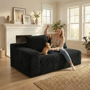 Extra-Large Boneless Chair Comfy Modern Foam Sofa Bed Modern minimalist white velvet lazy person's sofa, modulardesign, no armrests, single-seat recliner Velvet for Living Room & BedroomModular Convertible Loveseat SofaBed couches