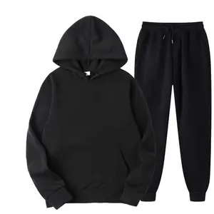 2025 Men's Spring and Autumn Solid Color Hooded Sweater Fashion Casual Sports Two Piece Set Clothes Long Sleeve
