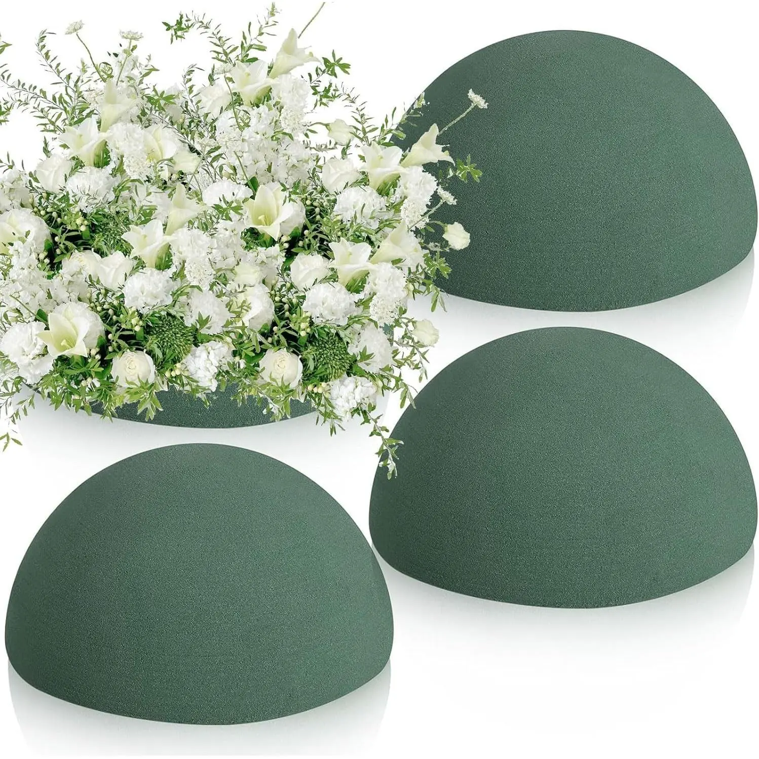 4 count Half Ball Floral , Round Floral Dry  Blocks Green Flower Styrofoam for  and Artificial Flower Arrangements (5.5 X 2.8 Inches)