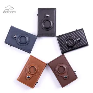 PU Leather Case for AirTag Card Holder, RFID Blocking Anti-Lost Anti-Theft Slim Wallet, Credit Card Protector Sleeve with Tracker Compartment, Secure Lightweight Card Case for Daily Travel