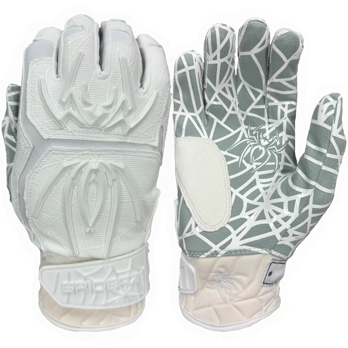 Spiderz HYBRID Batting Gloves - White/White