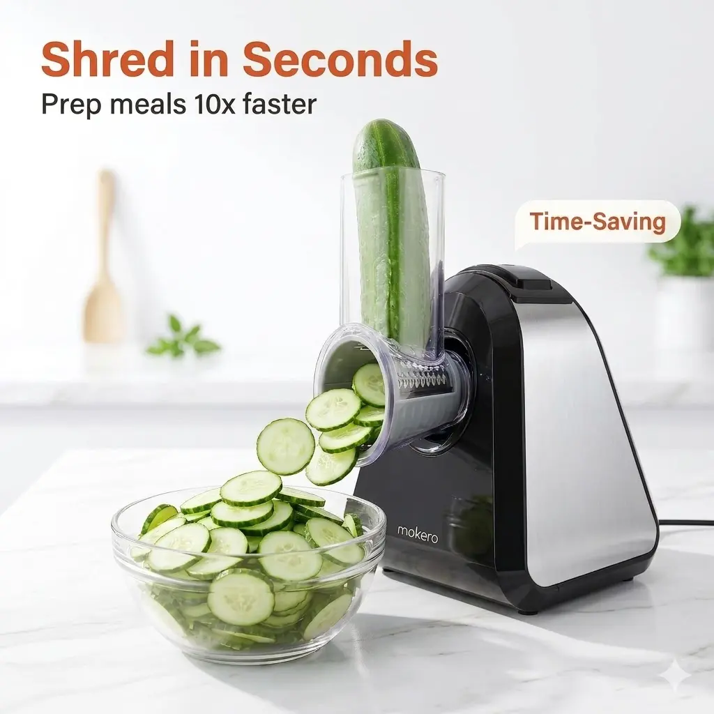 5 in 1 Electric Cheese Grater for Block Cheese, Kitchen Automatic Cheese Shredder & Salad Shooter, Easy to Clean Vegetable Chopper for Cheese,Cucumber, Potato, Carrots, Nut