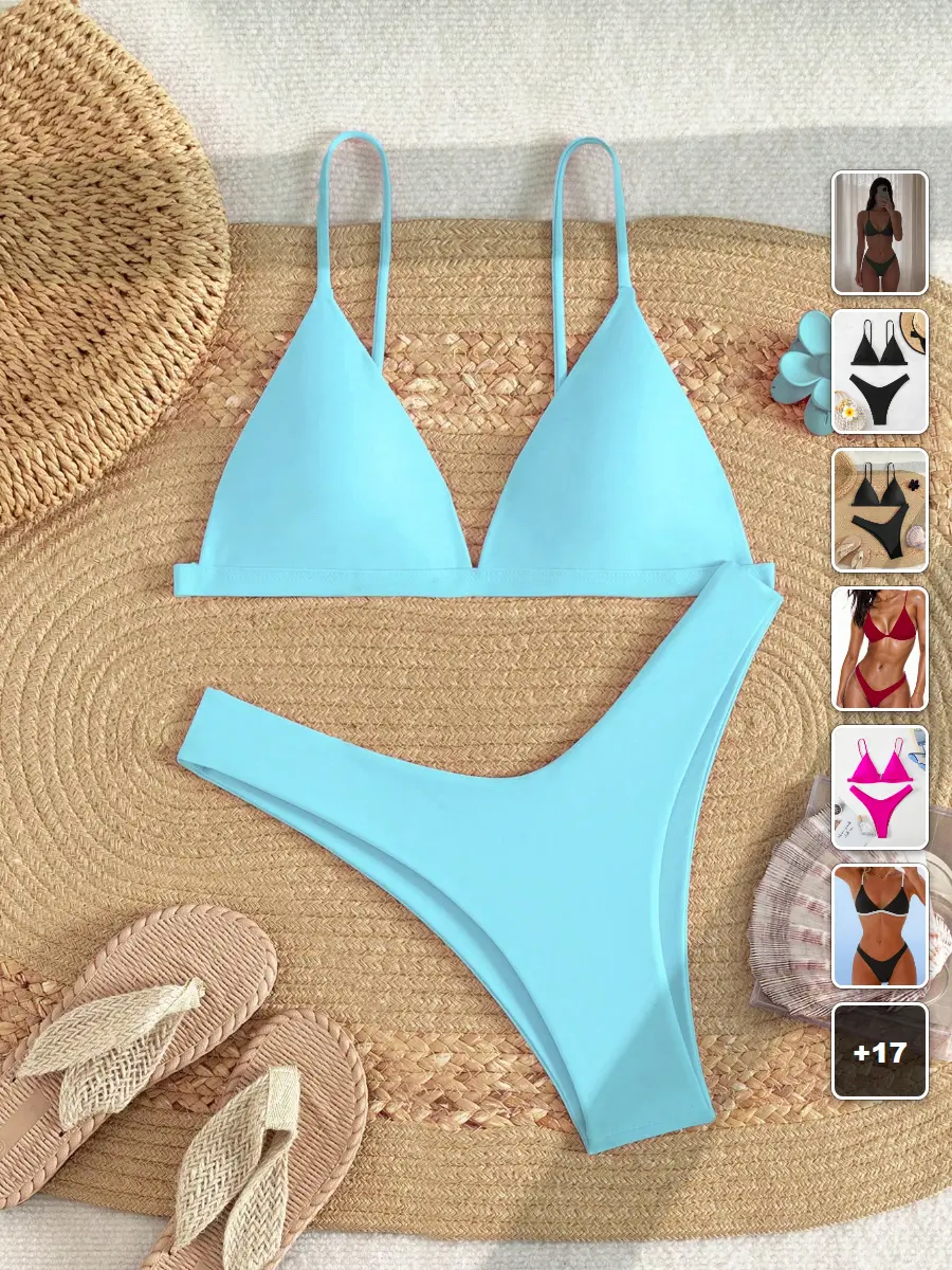 Triangle Cup Bikini Set Spaghetti Strap Summer Beach Vacation Outfit