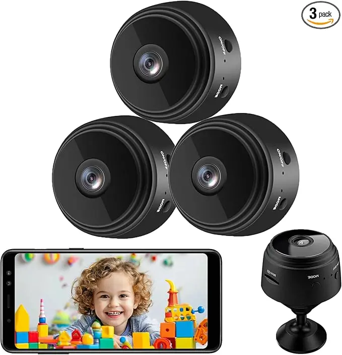 Mini Security Camera 1080P HD WiFi Home Indoor Outdoor for Baby Pet Nanny IP Camera Remote Viewing iOS Android App Video Only 150° Wide-Angle 5m Night Vision