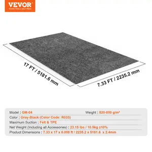 VEVOR Garage Floor Mat, 7.4'x17' Waterproof Protection from Water,Snow, Rain,Mud and Oil for Cars, Non-slip Heavy Duty Containment Mat with TPE Anti-Leak Backing & Easy to Clean & Cuttable