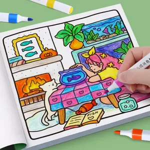 Coloring book Children's watercolor coloring book Elementary school kindergarten cute painting book Character picture book Childrens books Watercolor Workbooks