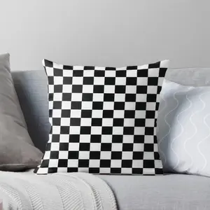 1pc Double-Sided Checkered Racing Flag Pillow - Black & White Checkerboard Cushion with Zippered Removable Cover, Soft Durable Decorative Throw Pillow for Home, Bed, Sofa (14x14, 16x16, 18x18, 20x20 Inches) - Checkered Flag Design Gift