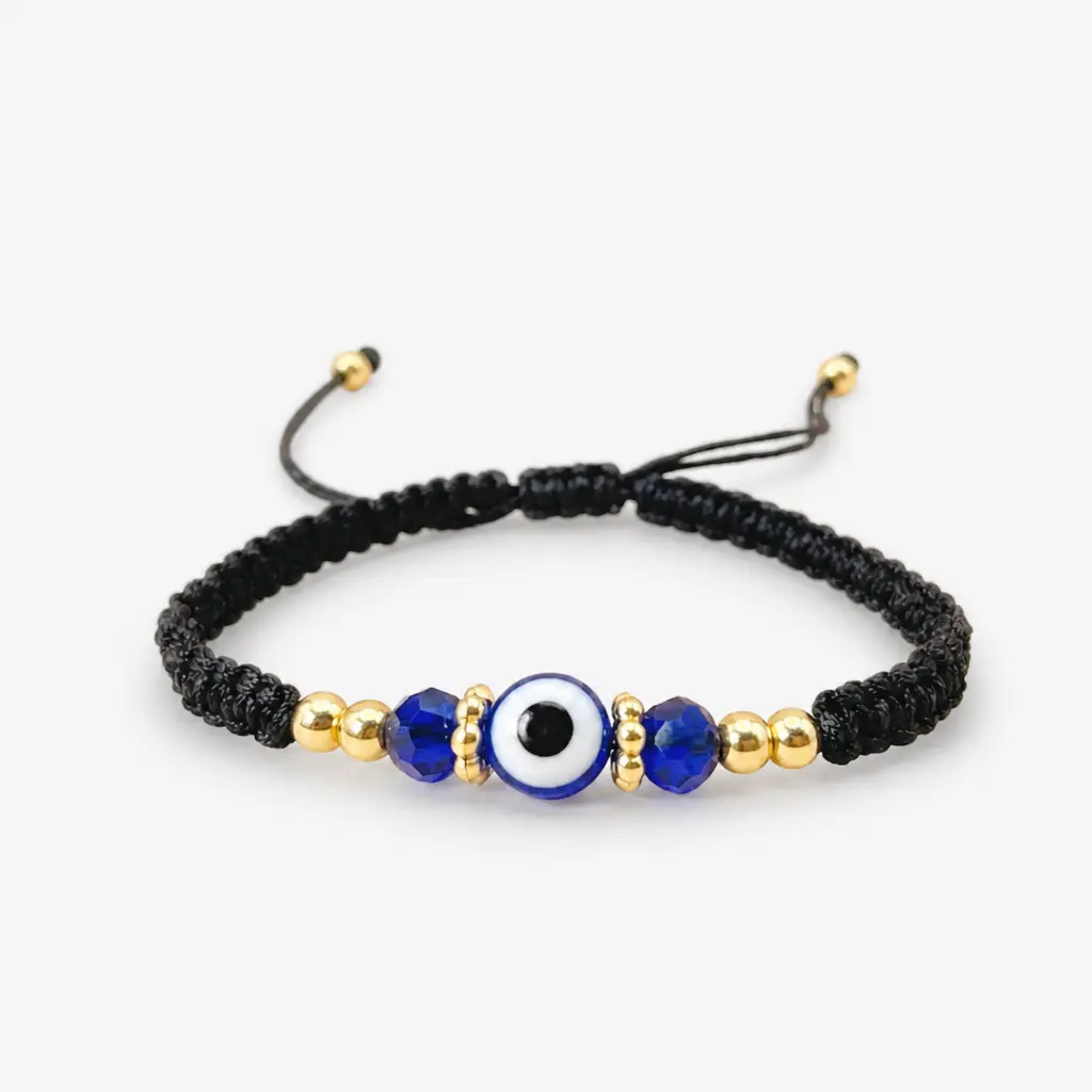STAR8S Women's Unisex Fit Braided Cord Bracelet - Handmade Woven Texture, Protective Eye Amulet Talisman, Adjustable Size, Boho Charm, Durable Nylon Cord Lasts, Everyday Wear Jewelry, Friend Gift, Ultra-Light For All-Day Wear