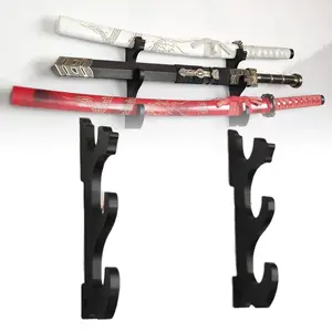 3-layers Wall Katana Shelf Support Holder Wooden Real Japanese Katana Samurai Sabre Sword Storage Rack Knife Display Organizer