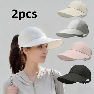 2-pack of spring/summer sun-protective baseball caps, unisex, lightweight and adjustable, Velcro closure, wide brim, suitable for all seasons, elastic design.