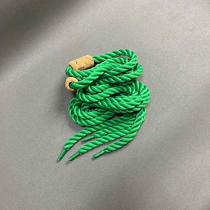 Chunky Green Twisted Rope Shoelaces - 1.3M Long, 1CM Wide Braided Replacement Laces with Cork Accents, Lacing Supply for Men’s/Women’s Sneaker Personalization & Custom Kick Projects, Lace Lacing Shoelaces