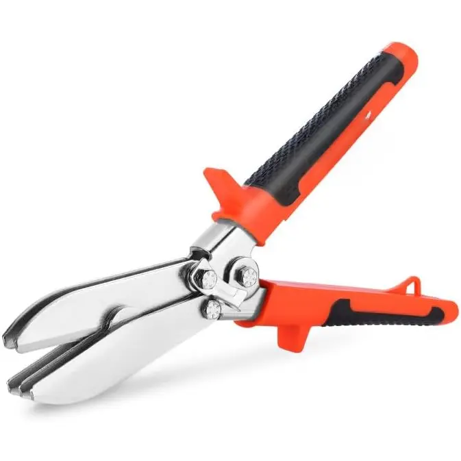 5-Hand 65Mn Steel Gutter & Sheet Metal Crimper for Roofers, 24-28 Gauge Stainless Steel Compatible, 1.61" Deep Throat, Textured Cushion Grips, Integrated Safety Lock, Rust-Resistant Shock-Absorbing Handle, HVAC Ductwork Use, Lanyard Hole