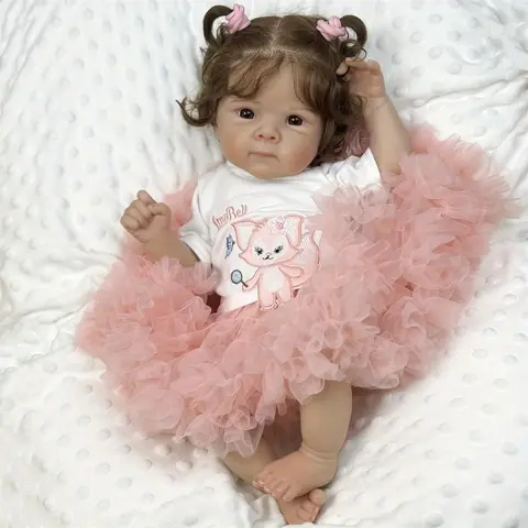 GUESSBELLY 48 CM Reborn Baby Doll Toy Lifelike Vinyl Limbs Cloth Body Lifelike Cute Babies Kid Fashion Handmade Birthday Gift Play House Bedtime Toy For Girl