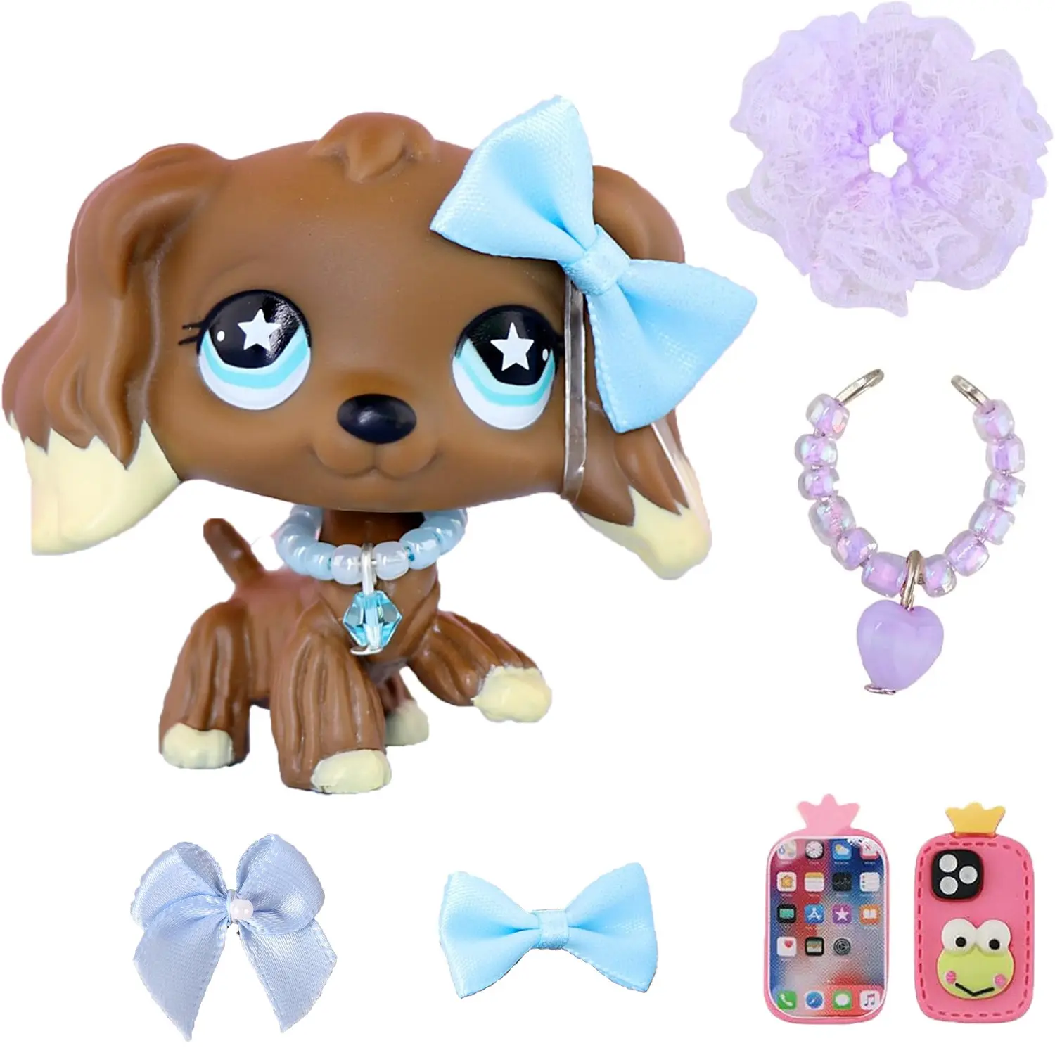 Mini Pet Shop Cocker Spaniel Party Gift Pack, Cute Animal Design Accessories, Soft Adorable Cute Figurines, Collectible Imagination, Birthday Christmas Halloween Gift