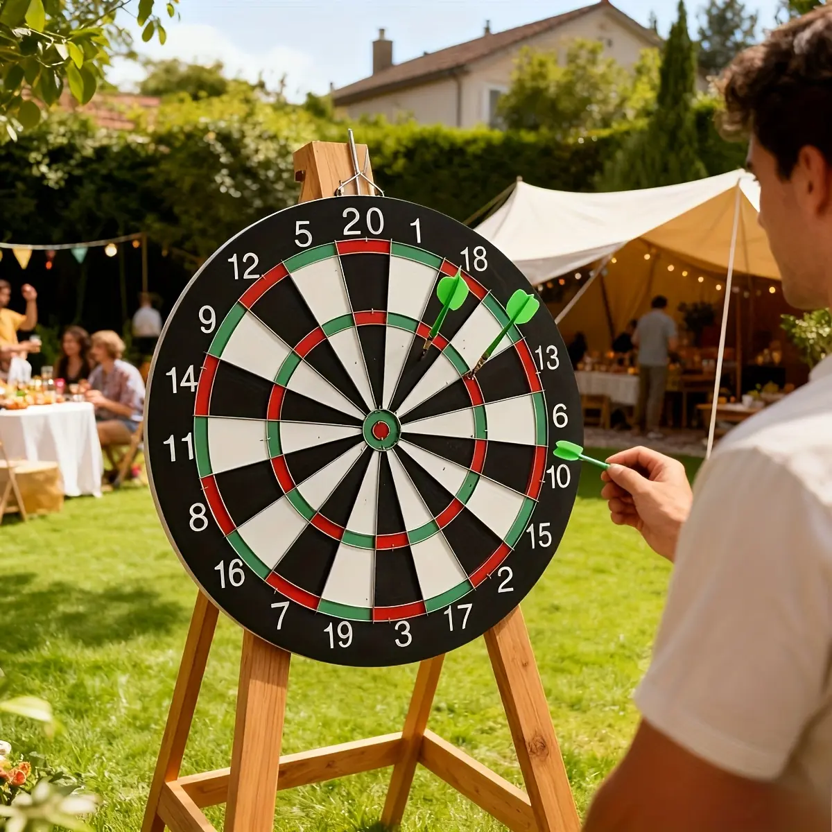 17-Inch Soft Tips Dartboard Set, Classic Layout EVA Dartboard with 6 Darts, Indoor-Outdoor Sports Game for Family Fun, Dartboards