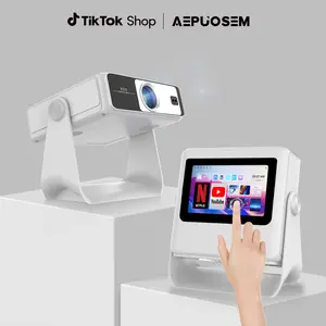 Aepuosem A10pro Touch Screen Projector 7-inch 1080P Native 4K Auto Focus Dolby Sound Wi-Fi 6 Bluetooth 180° Rotation for Games Movies Gifts Audio Connection Lcd
