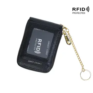 Genuine Leather RFID Blocking Wallet, Large Capacity Accordion Design with 12 Card Slots, 2 Cash Pockets and Zipper Coin Purse, Includes Key Ring, Perfect Travel and Everyday Essential for Men and Women