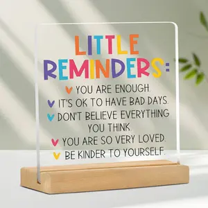Little Reminders Acrylic Desktop Ornament, Colorful Desktop Decoration with Wooden Stand, Inspirational Gift for Women & Teenager Girls