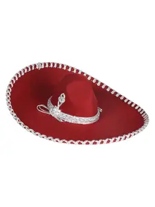 Adult  Mexicanl Charro Hat Velvet Wine/Silver 602321