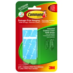 3M 17615CLRAW-ES Command Outdoor Medium & Large Strip Refills - 6 Pack
