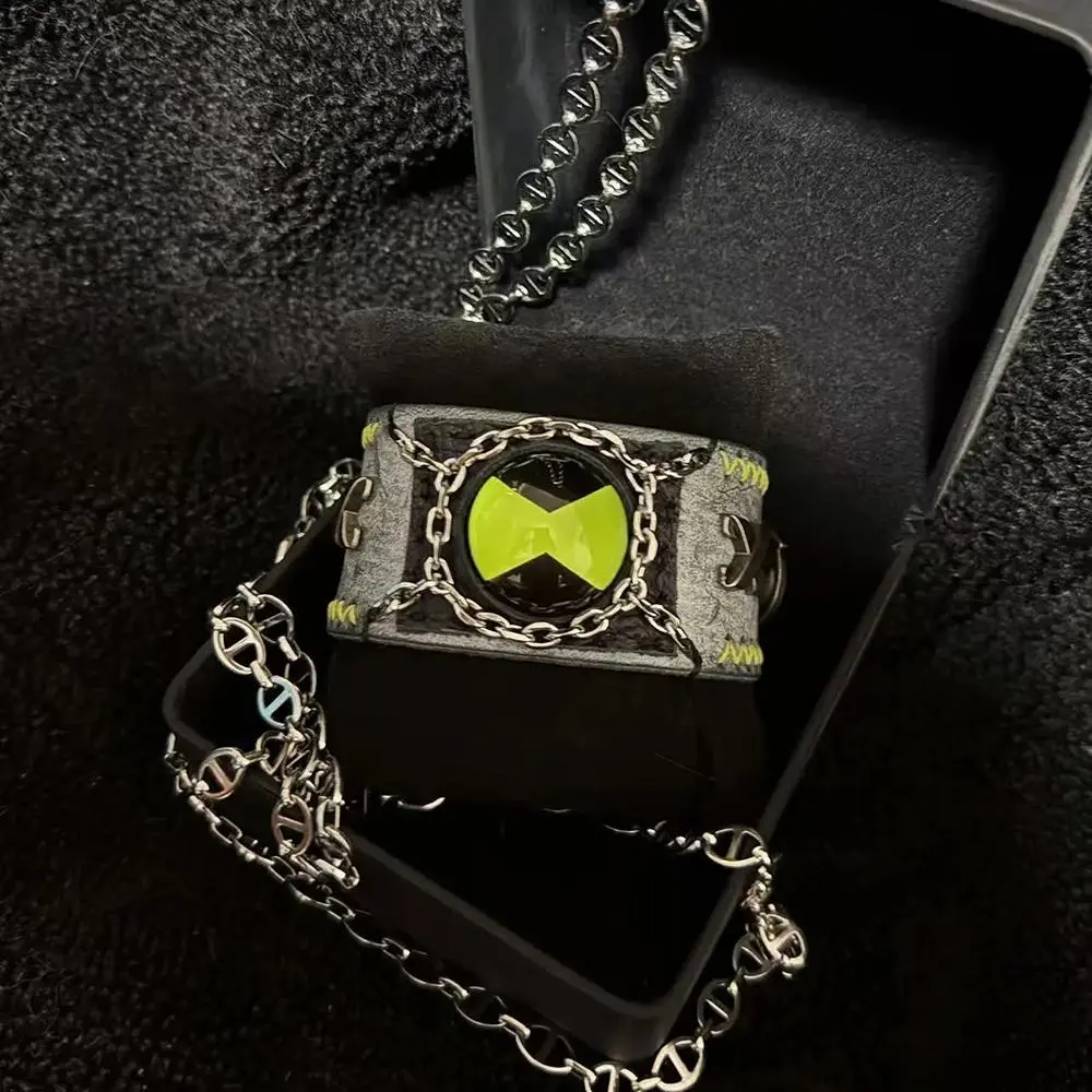 Anime Ben 10 Ben Tennyson Cosplay Bracelet Gothic Punk Handmade Leather Wristband Bangle Jewelry Halloween Accessories