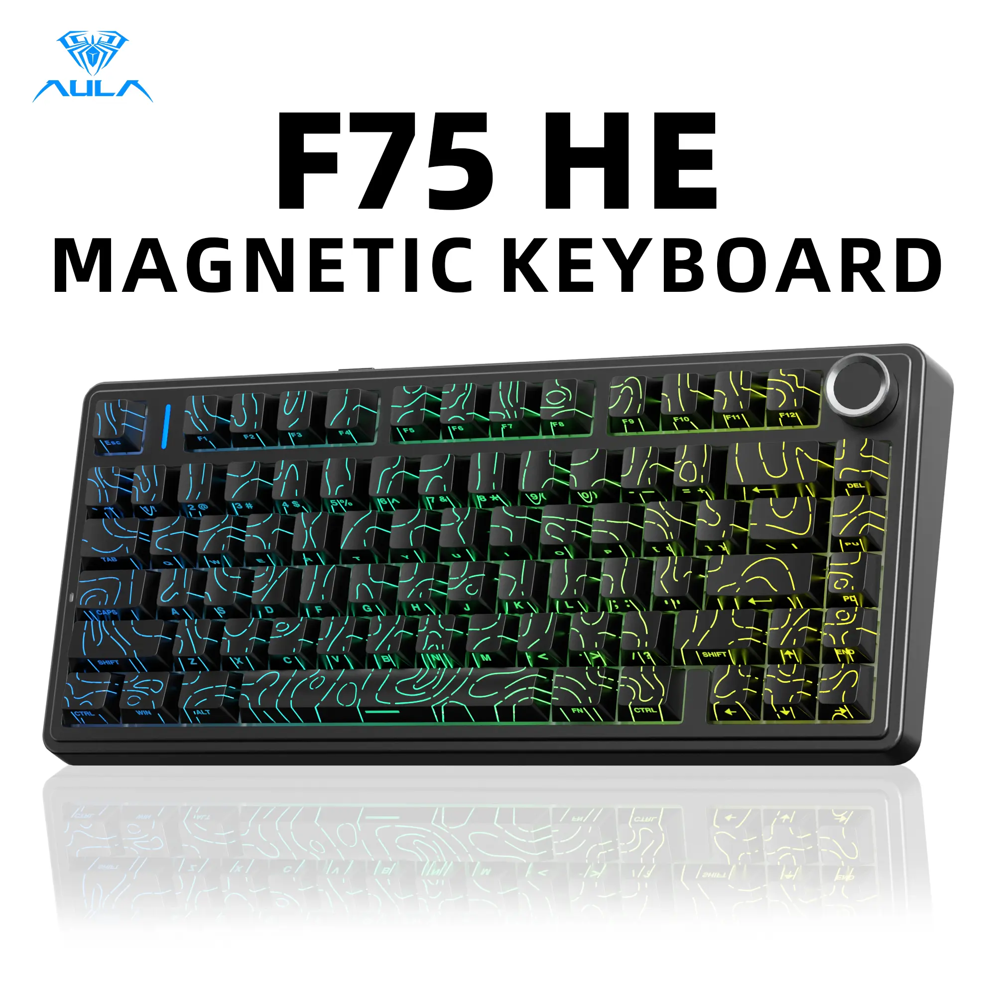 [New]AULA F75 HE Magnetic Switch Custom   Creamy  Gaming Keyboard, 75% Wireless Hall Effect, Rapid Trigger, 8000Hz Polling Rate, Adjustable Actuation, RGB Backlit Hot Swappable   BT/2.4G/USB-C      fps Multi-Device Keyboard for PC Gamer, Pc Gaming Setup,