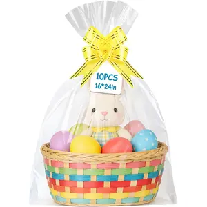 16 x 24 Inch Large Clear Cellophane Bags - 10 count Clear  Bags for Small & Medium Easter Baskets - Cellophane Wrap for  Baskets Party Favors, Bridal or  Showers - 2.8 Mil Thick