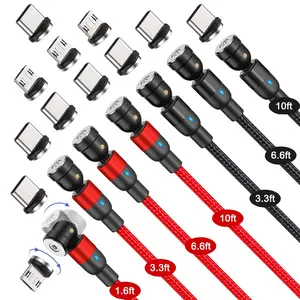540° Rotation Magnetic Charging Cable（7-Pack, 1.6ft/3.3ft/3.3ft/6.6ft/6.6ft/10ft/10ft） Magnetic USB Cable, 3 in 1 Magnetic Phone Charger Compatible with Micro USB, Type C etc