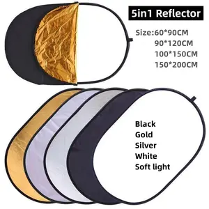 5-In-1 Light Reflector, Portable Disc Board Panel with Storage Bag, Collapsible Light Reflector Diffuser for Photography Photo Studio, Camera Accessories