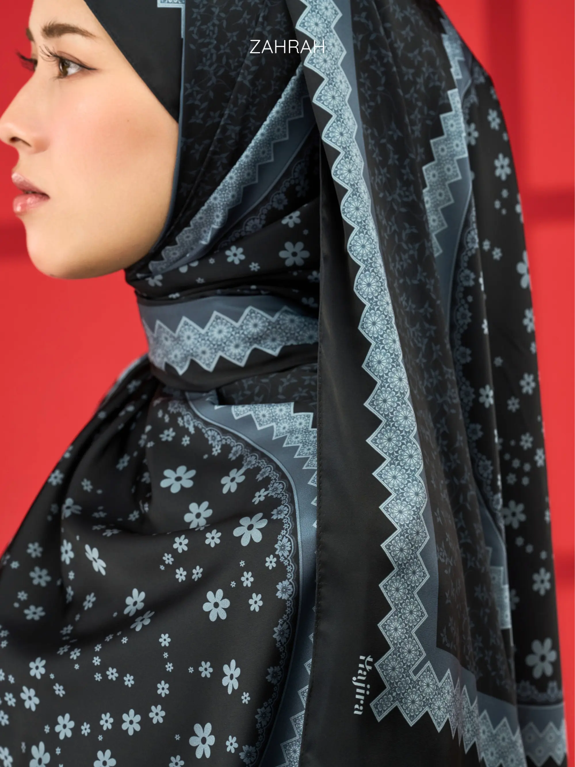Nocturne Satin Silk Hijab: Zahrah Collection