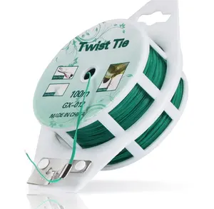 YDSL 328ft (100m) Twist Ties, Green Garden Plant Ties with Cutter for Gardening and Office Organization, Home