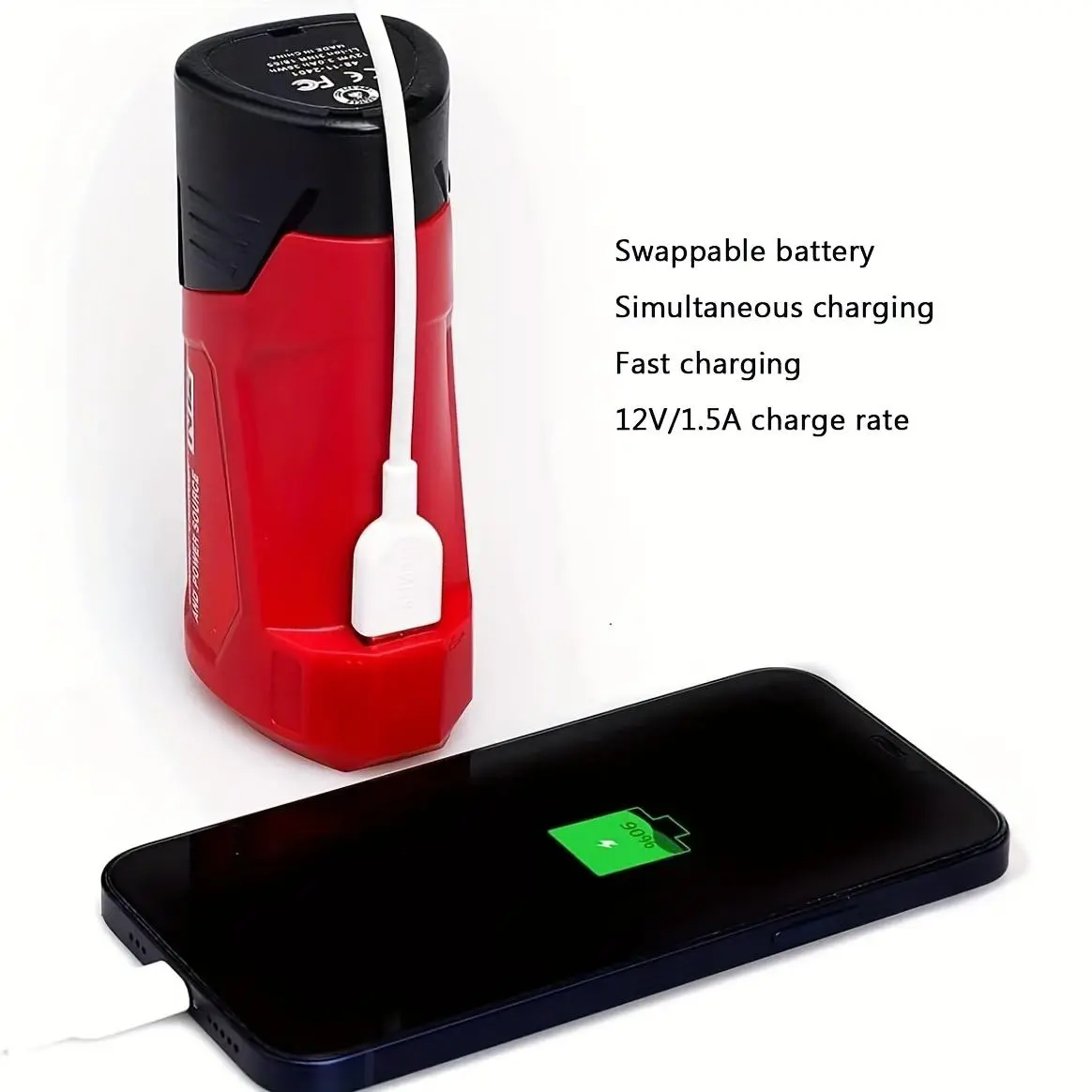 for M12 Portable Power Adapter & Power Station 48-59-1201, 49-24-2310 Compatible For Milwaukee forM-12 12V Heated Jacket Battery, Red,