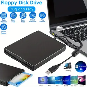 USB Floppy Disk Reader Drive 3.5" External Portable 1.44 MB FDD Diskette Drive for Mac Windows 10/7/8/XP/Vista PC Laptop Desktop