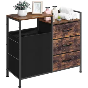 Laundry Hamper with Top Shelf, Laundry Basket Organizer with 1 Large Removable Dirty Clothes Bag & 3 Pull-Out Cloth Drawer, Dirty Clothes Hamper Organizer for Laundry Room and Dorm