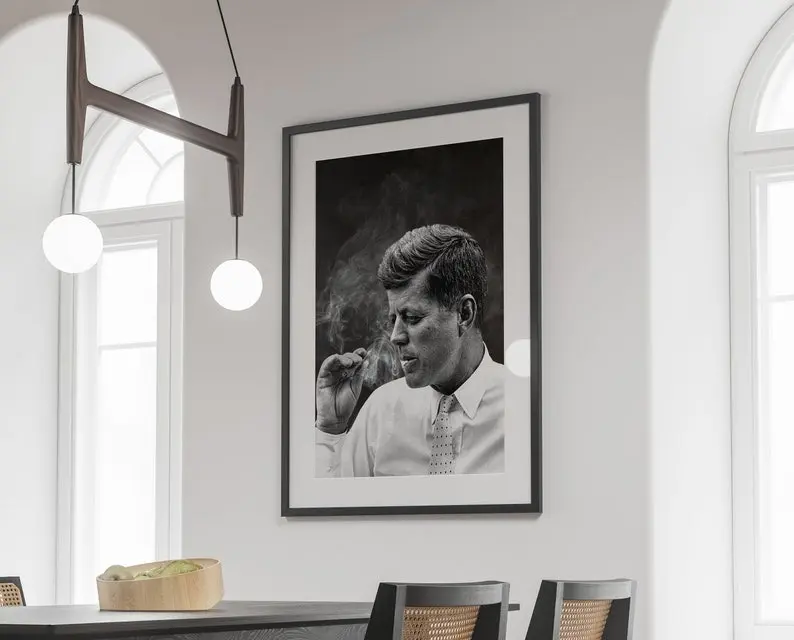 John F Kennedy Smoking Poster, Vintage Print, JFK Poster, Political Poster, John F Kennedy Print, Historical Poster, Wall Art