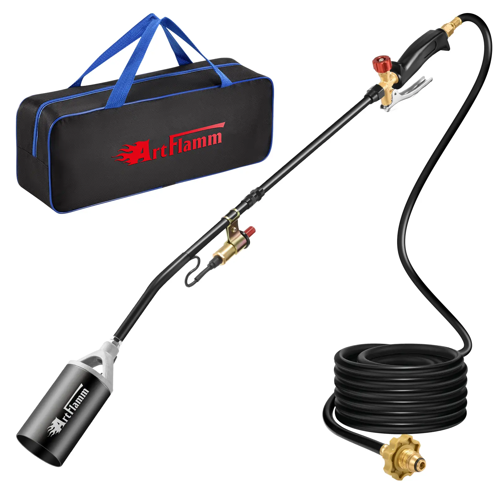 【DealsForYouDays】Portable Propane Torch Weed Burner Kit with Storage Bag, High Output BTUs Weed Torch with 10 FT Hose, Self Igniter Weed Flame Torch for Campfires,Roofing,Melting Snow and Ice,Road Marking