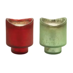 360 Stand Melrose 94883DS Aroma Scent Candle Set (2-Piece) - Traditional Red & Green 4x5 in. Glass Containers, Paraffin & Soy Wax Blend for Home Decoration, Fragrance, Aroma Candles, Decorative Accent Candles