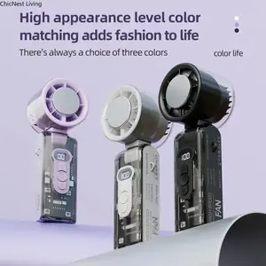 Portable Handheld Fan with LED Light 100 Speeds Foldable Personal Cooling Fan Rechargeable Folding Travel Fan for Camping Hiking