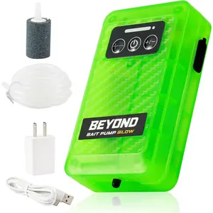 Beyond Bait Pump Rechargeable Aerator - Portable Glow in The Dark Bubbler – 4 Speed Portable Live Bait Aerator with XL Air Stone – Water-Resistant, Keeps Your Bait Alive Longer