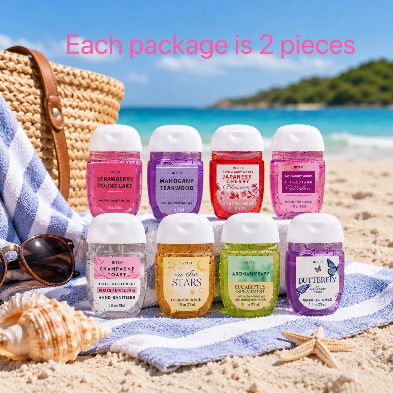 2pcs Portable 29ML Alcohol Gel Moisturizing Hand Sanitizer, Hygiene Products, Quick-Dry No-Rinse Disinfectant, Essential for Travel, Outdoor, Shopping, Kids