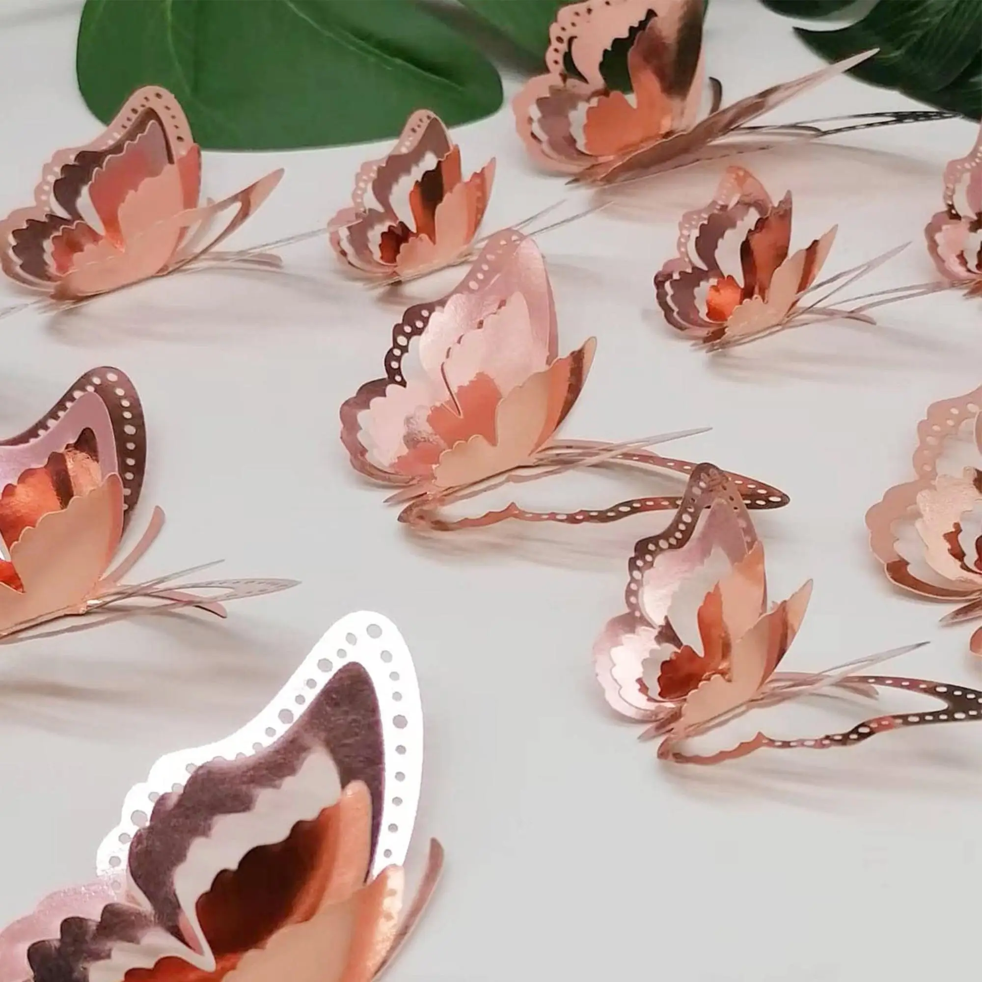 3D Hollow Out Butterfly Shaped Sticker, 12pcs/set Romantic Artificial Butterfly Paper Wall Sticker, Decoration for Party Wedding, Sticker Decorations,