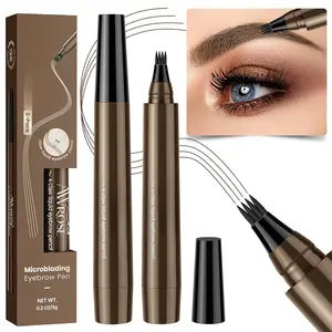 Microblading Eyebrow Pencil, 3D Waterproof Microblading Eyebrow Pen 4 Fork Tip Tattoo Pencil, Precise Natural Brow Magic Eyebrow Pencil with Hair Like Strokes, 4 Points Multi-Used Eye Brow Pencils for Women