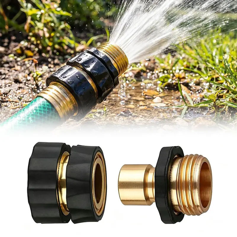 3/4 In Garden Hose Quick Connector Fittings - 2026 Upgraded Universal Water Line Adapter Male-Female Set, Tight Fit for Quick Connectors, Sprinklers, Vegetable Garden Watering Equipment & Sprayers