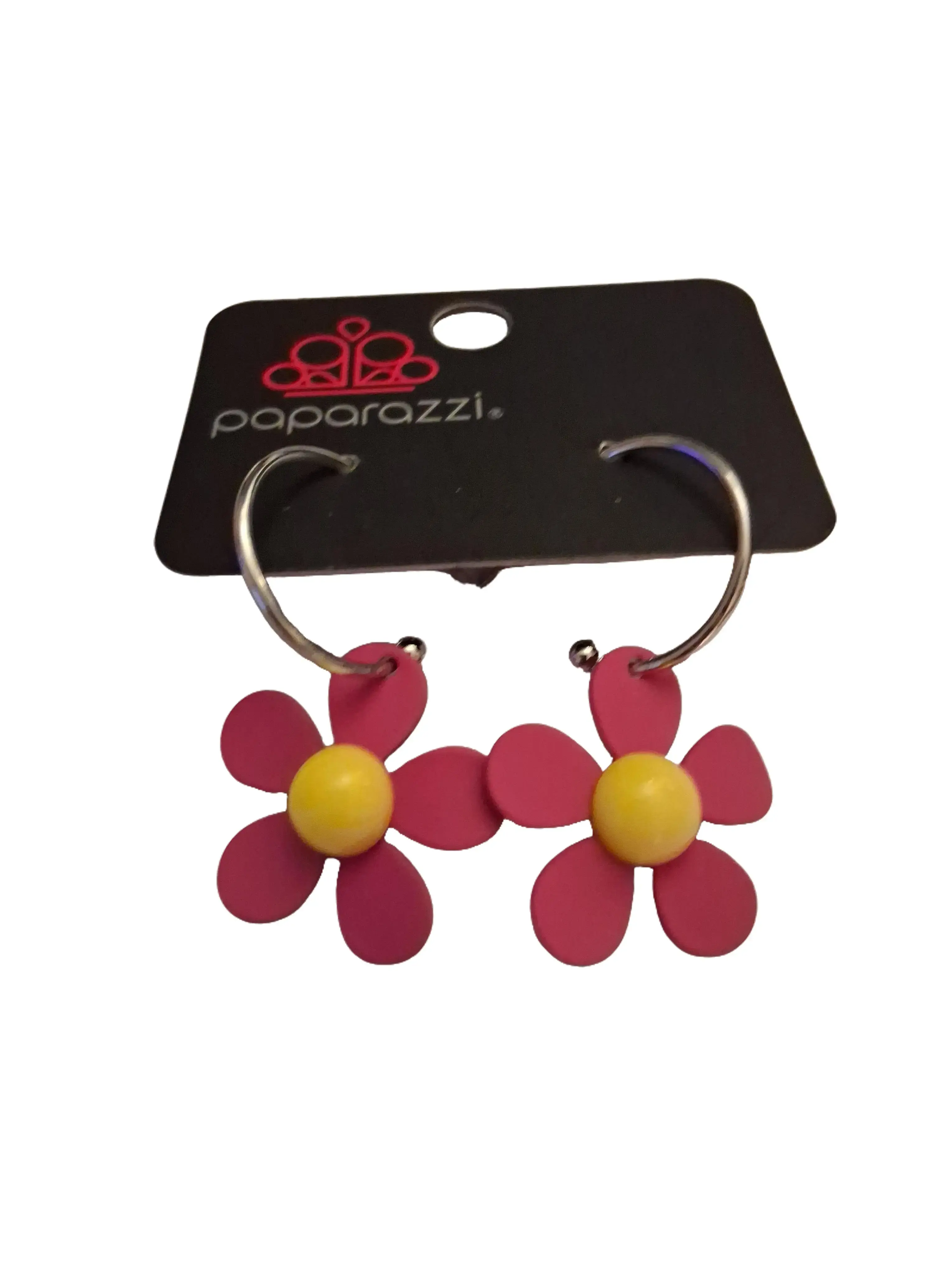 Paparazzi Floral Earrings - Pink & Yellow Flower Design, Lightweight & Comfortable, Perfect for Everyday Wear